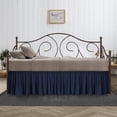 thumbnail image 1 of 18 Inch Drop Twin Size Navy Blue Solid Day Bed Skirt Lightweight Ruffled Pattern Split Corner Premium Hotal Quality With Flexible Elastic & Fade Resistent, 1 of 4