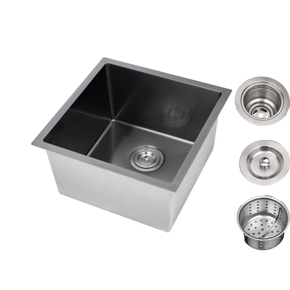 18 Inch Undermount Kitchen Sink Superior Drain Kitchen Sinks Stainless Steel, Deep Single Bowl Integrated Ledge Multifunctional Workstation Set (23"L×19"W×10"D)