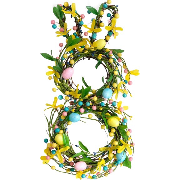 18 Inch Easter Wreath With Bunny Eggs And Berries For Front Door Spring Home Decor Indoor Outdoor