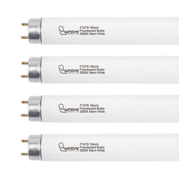 WESOME LIGHTING 18 Inch F15T8/WW Fluorescent Bulbs, 15W, T8, G13 4pk ...