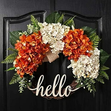 18 Inch Fall Wreath, Wreath for Front Door, Hydrangea Wreath, Autumn Wreath, Hello Werath, Wreath for Thanksgiving Autumn Front Door Decoration