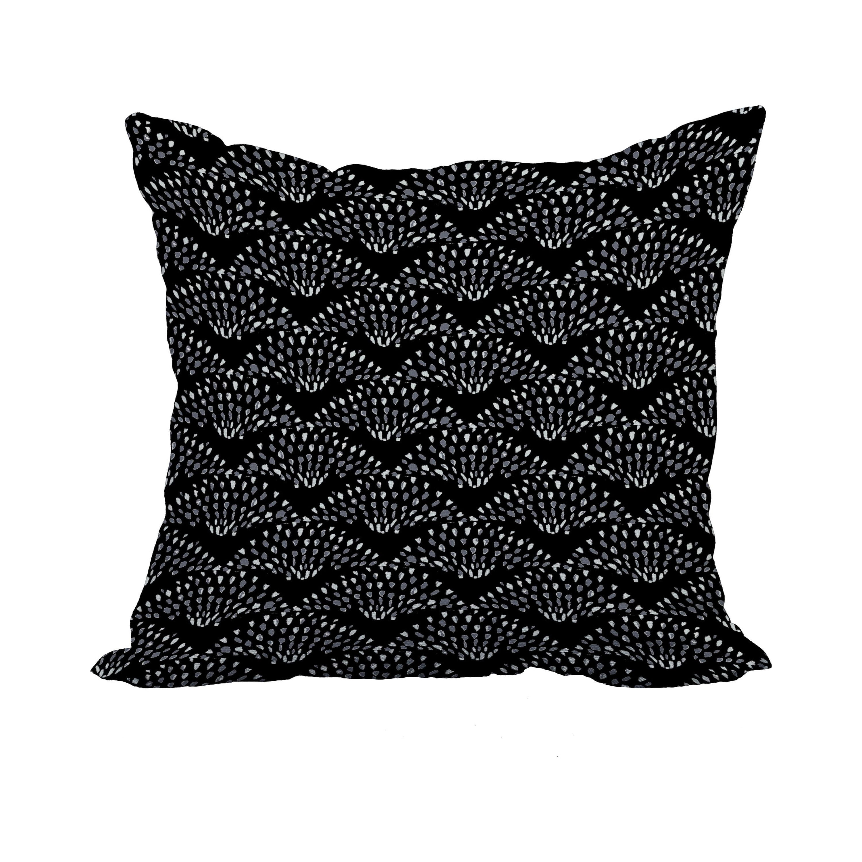 18 Inch Fan Dance Black Geometric Print Decorative Polyester Throw Pillow with Linen Texture