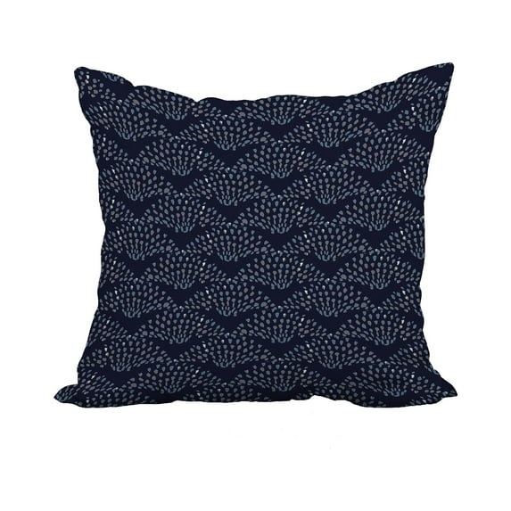 18 Inch Fan Dance Blue Geometric Print Decorative Polyester Throw Pillow with Linen Texture