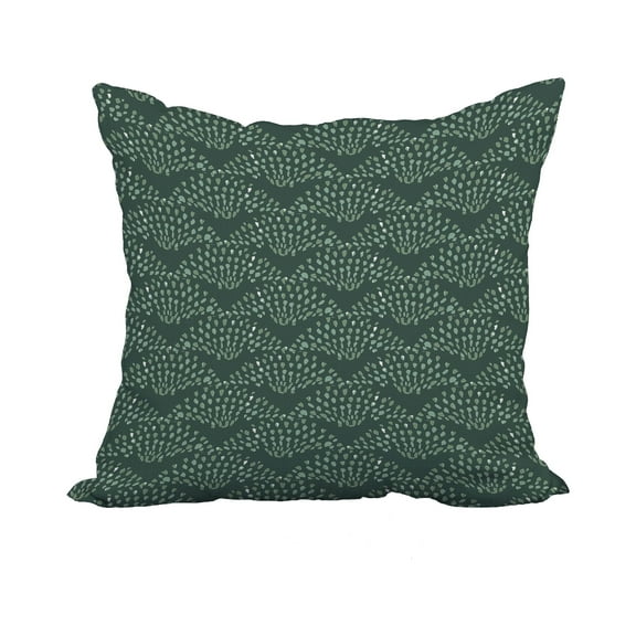 18 Inch Fan Dance Green Geometric Print Decorative Polyester Throw Pillow with Linen Texture