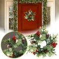 thumbnail image 1 of 18 Inch Festive Christmas Wreath with Red Berries and Green Leaves for Holiday Door Wall Indoor Outdoor Use, 1 of 5