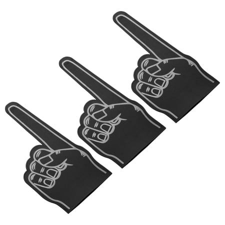 18 Inch Foam Finger Number 1 DIY Blank Foam Hand Cheerleading for Athletics Sport Game Events, Black 3 Pack