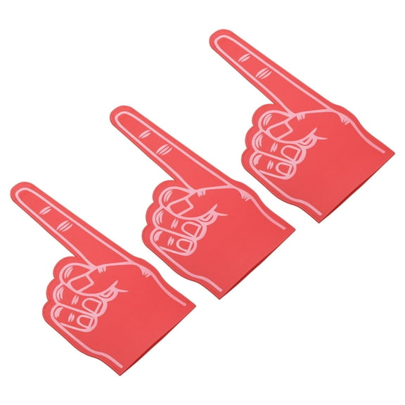 18 Inch Foam Finger Number 1 DIY Blank Foam Hand Cheerleading for Athletics Sport Game Events, Red 3 Pack