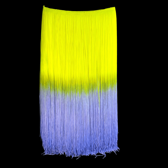 18'' Inch Fringe, Chainette Fringe, Dance Outfits, Pageant Gowns, Flapper Fringe, Mardi Gras Costume, Stage Dress, Parade Outfits, Fringe Trim for Sewing, Per 1 Yard (Lavender & Neon Yellow)