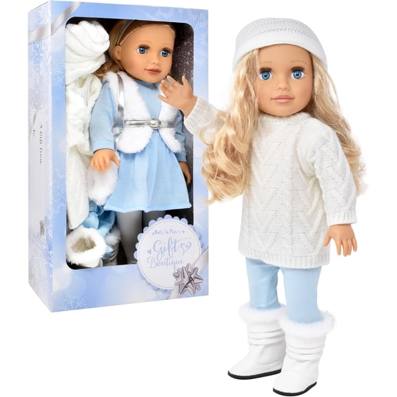 Gift Boutique Fashion Princess Doll with Long Blonde Hair, Blue Eyes, 2 Outfits, Boots, and Accessories for Girls