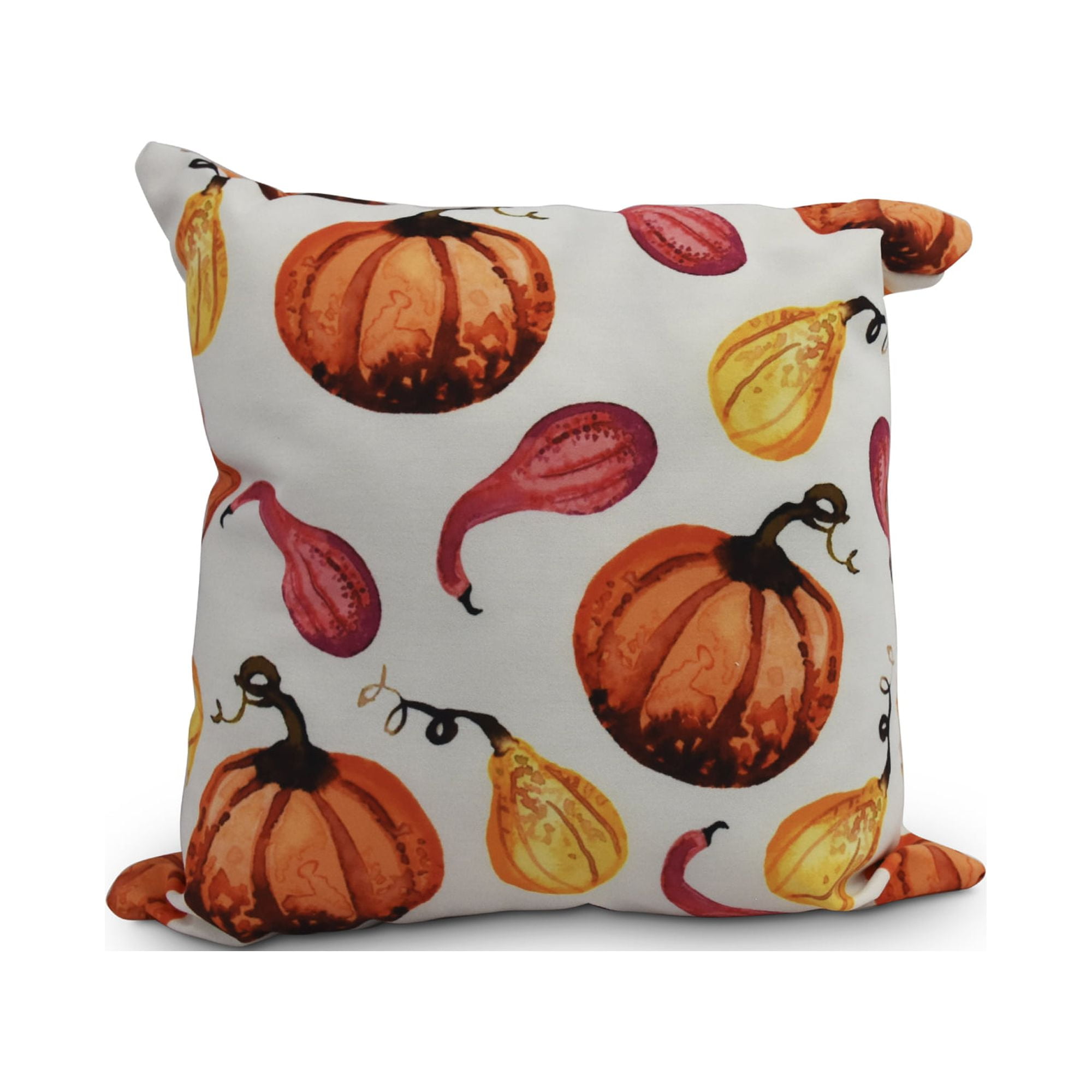 18 Inch Gourds Galore Cream Fall Print Decorative Throw Pillow