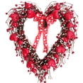 thumbnail image 1 of 18 Inch Grapevine Red heart Shape Berries Wreath For Front Door, Valentines Day Heart Shape Wreath With Red Ribbon For Home Decor, Valentines Day Inside And Outside Wreath, 1 of 7