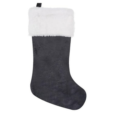 18 Inch Grey with White Super Soft Plush Christmas Stockings Personalized Embroidered Monogrammed Xmas Stocking Hanging Ornaments for Family Holiday Xmas Party Decorations