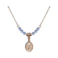 thumbnail image 1 of 18-Inch Hamilton Gold Plated Necklace w/ 4mm Light Blue September Birth Month Stone Beads & Saint Sebastian/Cheerleading, 1 of 1