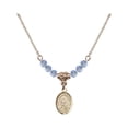 thumbnail image 1 of 18-Inch Hamilton Gold Plated Necklace w/ 4mm Light Blue September Birth Month Stone Beads and Saint Bernard of Montjoux Charm, 1 of 1