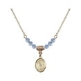 thumbnail image 1 of 18-Inch Hamilton Gold Plated Necklace w/ 4mm Light Blue September Birth Month Stone Beads and Saint Louise de Marillac Charm, 1 of 1