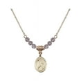 thumbnail image 1 of 18-Inch Hamilton Gold Plated Necklace w/ 4mm Light Purple February Birth Month Stone Beads & Saint Christopher/Football Charm, 1 of 1