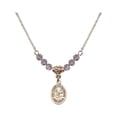 thumbnail image 1 of 18-Inch Hamilton Gold Plated Necklace w/ 4mm Light Purple February Birth Month Stone Beads & Saint Claude de la Colombiere, 1 of 1