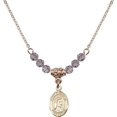 thumbnail image 1 of 18-Inch Hamilton Gold Plated Necklace w/ 4mm Light Purple February Birth Month Stone Beads & Saint Elizabeth of Hungary Charm, 1 of 1
