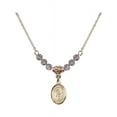 thumbnail image 1 of 18-Inch Hamilton Gold Plated Necklace w/ 4mm Light Purple February Birth Month Stone Beads and Saint Louise de Marillac Charm, 1 of 1