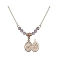 thumbnail image 1 of 18-Inch Hamilton Gold Plated Necklace w/ 4mm Light Purple February Birth Month Stone Beads and Saint Sebastian/Swimming Charm, 1 of 1