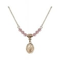 thumbnail image 1 of 18-Inch Hamilton Gold Plated Necklace w/ 4mm Light Rose Pink October Birth Month Stone Beads & Our Lady the Undoer of Knots, 1 of 1
