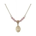 thumbnail image 1 of 18-Inch Hamilton Gold Plated Necklace w/ 4mm Light Rose Pink October Birth Month Stone Beads & Saint Catherine Laboure Charm, 1 of 1