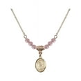 thumbnail image 1 of 18-Inch Hamilton Gold Plated Necklace w/ 4mm Light Rose Pink October Birth Month Stone Beads & Saint Louise de Marillac Charm, 1 of 1