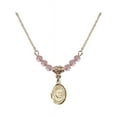 thumbnail image 1 of 18-Inch Hamilton Gold Plated Necklace w/ 4mm Light Rose Pink October Birth Month Stone Beads and Saint Vincent de Paul Charm, 1 of 1