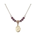 thumbnail image 1 of 18-Inch Hamilton Gold Plated Necklace w/ 4mm Purple February Birth Month Stone Beads and Saint Sebastian/Track & Field Charm, 1 of 1