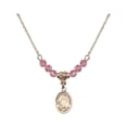 thumbnail image 1 of 18-Inch Hamilton Gold Plated Necklace w/ 4mm Rose Pink October Birth Month Stone Beads & Saint Maria Bertilla Boscardin Charm, 1 of 1