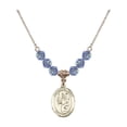 thumbnail image 1 of 18-Inch Hamilton Gold Plated Necklace w/ 6mm Light Blue September Birth Month Stone Beads and Saint Uriel the Archangel Charm, 1 of 1