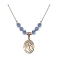 thumbnail image 1 of 18-Inch Hamilton Gold Plated Necklace w/ 6mm Light Blue September Birth Month Stone & Saint Sebastian /Track&Field-Women, 1 of 1