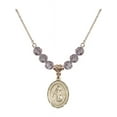thumbnail image 1 of 18-Inch Hamilton Gold Plated Necklace w/ 6mm Light Purple February Birth Month Stone Beads & Blessed Karolina Kozkowna Charm, 1 of 1