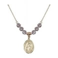 thumbnail image 1 of 18-Inch Hamilton Gold Plated Necklace w/ 6mm Light Purple February Birth Month Stone Beads & Saint Catherine of Alexandria, 1 of 1