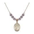 thumbnail image 1 of 18-Inch Hamilton Gold Plated Necklace w/ 6mm Light Purple February Birth Month Stone Beads & Saint Christopher/Volleyball, 1 of 1