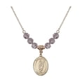 thumbnail image 1 of 18-Inch Hamilton Gold Plated Necklace w/ 6mm Light Purple February Birth Month Stone Beads & Saint Victor of Marseilles Charm, 1 of 1