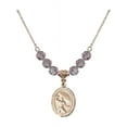 thumbnail image 1 of 18-Inch Hamilton Gold Plated Necklace w/ 6mm Light Purple February Birth Month Stone Beads and Guardian Angel/Football Charm, 1 of 1