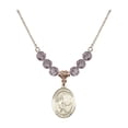 thumbnail image 1 of 18-Inch Hamilton Gold Plated Necklace w/ 6mm Light Purple February Birth Month Stone Beads and Saint Sebastian / Soccer Charm, 1 of 1