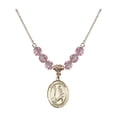 thumbnail image 1 of 18-Inch Hamilton Gold Plated Necklace w/ 6mm Light Rose Pink October Birth Month Stone Beads & Saint Dominic de Guzman Charm, 1 of 1