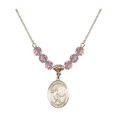 thumbnail image 1 of 18-Inch Hamilton Gold Plated Necklace w/ 6mm Light Rose Pink October Birth Month Stone Beads & Saint Sebastian / Soccer Charm, 1 of 1
