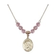 thumbnail image 1 of 18-Inch Hamilton Gold Plated Necklace w/ 6mm Light Rose Pink October Birth Month Stone Beads and Saint Francis de Sales Charm, 1 of 1