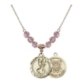 thumbnail image 1 of 18-Inch Hamilton Gold Plated Necklace w/ 6mm Light Rose Pink October Birth Month Stone & Saint Christopher / Coast Guard, 1 of 1