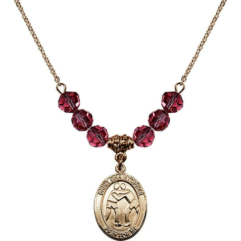 18-Inch Hamilton Gold Plated Necklace w/ 6mm Rose Pink October