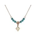 thumbnail image 1 of 18-Inch Hamilton Gold Plated Necklace with 4mm Blue December Birth Month Stone Beads and 4-Way Charm, 1 of 1