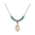 thumbnail image 1 of 18-Inch Hamilton Gold Plated Necklace with 4mm Blue December Birth Month Stone Beads and Our Lady of Lebanon Charm, 1 of 1