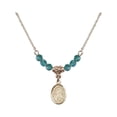 thumbnail image 1 of 18-Inch Hamilton Gold Plated Necklace with 4mm Blue December Birth Month Stone Beads and Our Lady of Perpetual Help Charm, 1 of 1