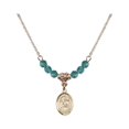 thumbnail image 1 of 18-Inch Hamilton Gold Plated Necklace with 4mm Blue December Birth Month Stone Beads and Saint Kevin Charm, 1 of 1