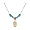 thumbnail image 1 of 18-Inch Hamilton Gold Plated Necklace with 4mm Blue December Birth Month Stone Beads and Saint Matilda Charm, 1 of 1