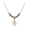 thumbnail image 1 of 18-Inch Hamilton Gold Plated Necklace with 4mm Blue December Birth Month Stone Beads and Saint Pauline Visintainer Charm, 1 of 1