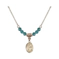 thumbnail image 1 of 18-Inch Hamilton Gold Plated Necklace with 4mm Blue December Birth Month Stone Beads and Saint Rene Goupil Charm, 1 of 1